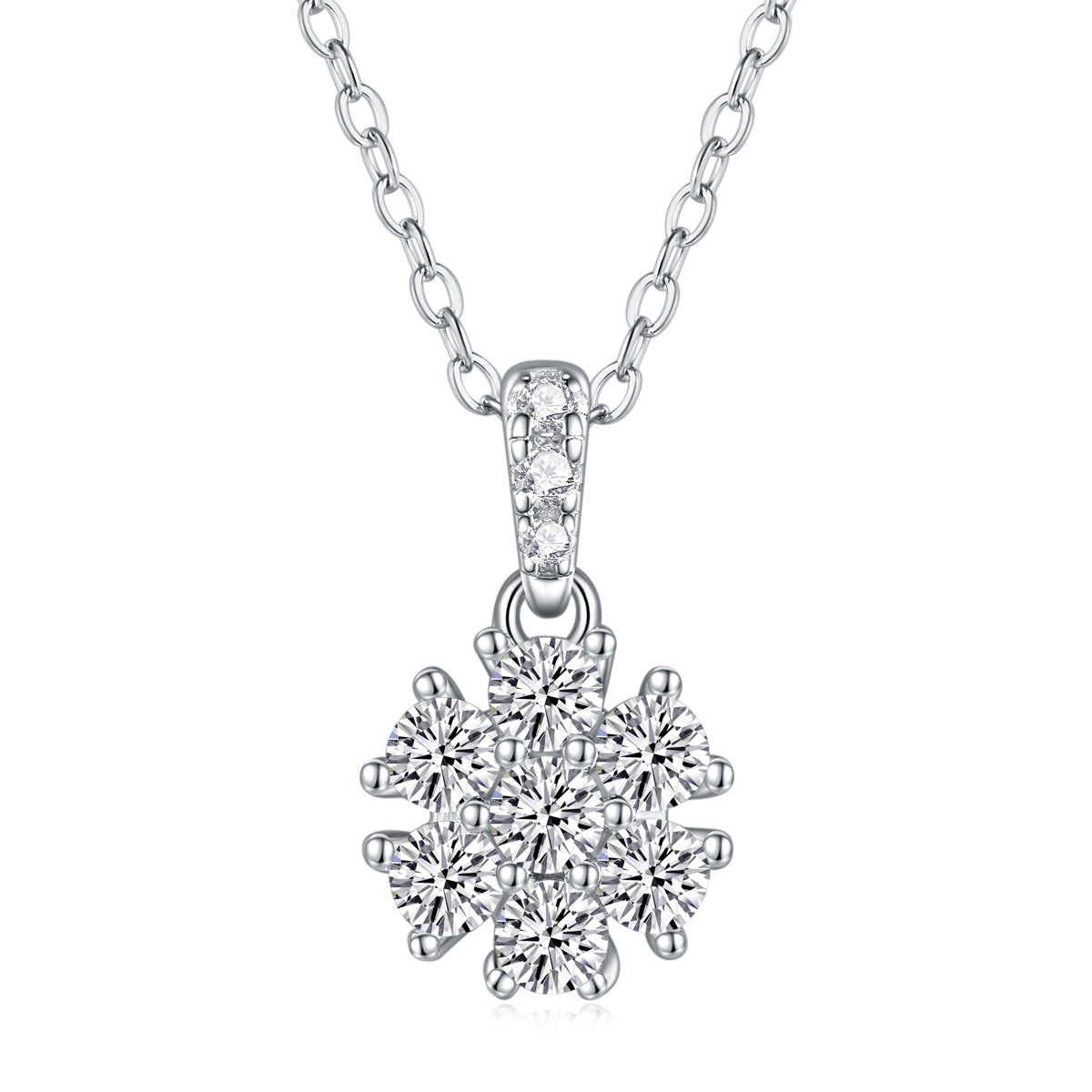 Snowflake Dance - Diamond Jewelry Pendant With Moissanite S925 Sterling Silver And Platinum Plating