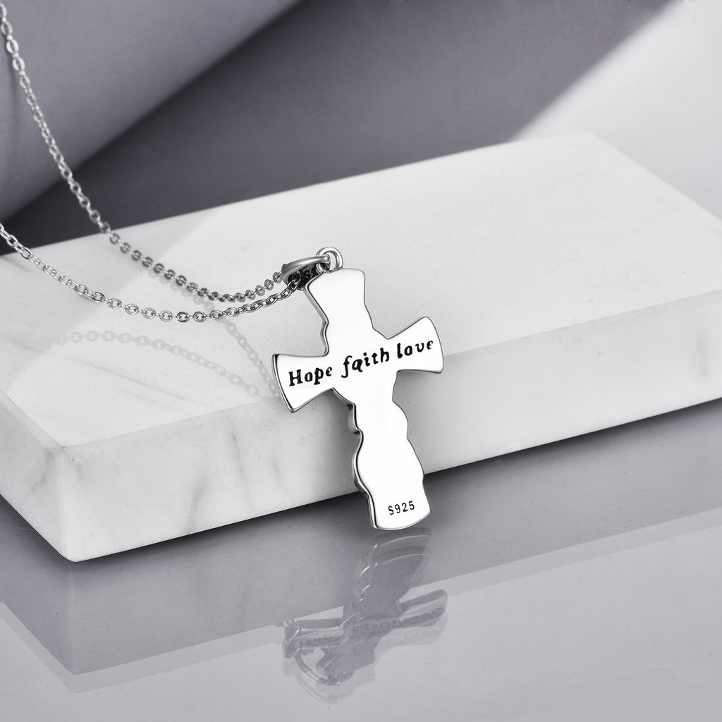 Cross Necklace Sterling Silver Cross Faith Celtic Dragon