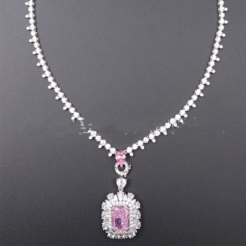 Zhou Hengfu Jewelry S925 Silver Cubic Zirconia Necklace