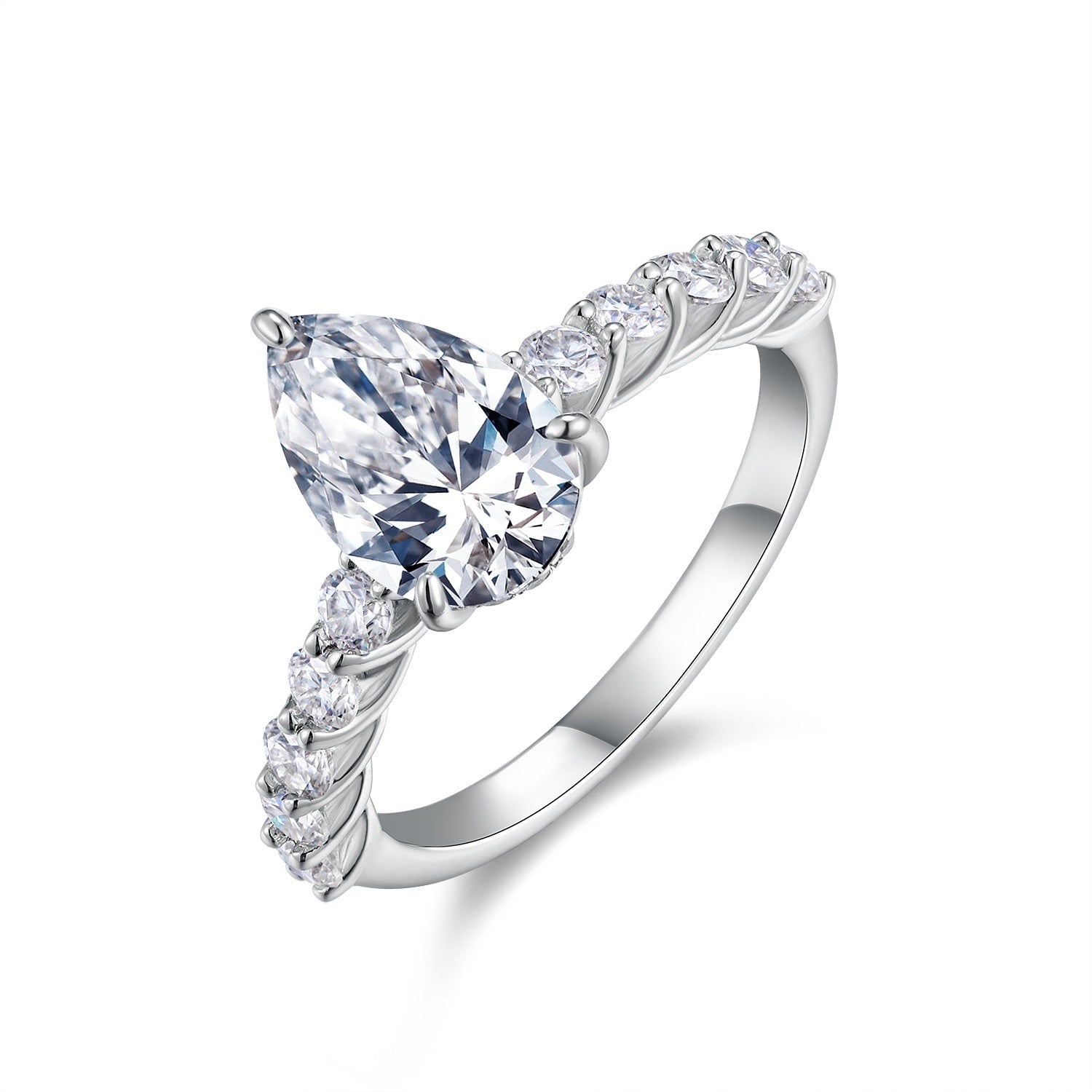 Moonlight Water Drop - Moissanite S925 Sterling Silver And Platinum Diamond Ring
