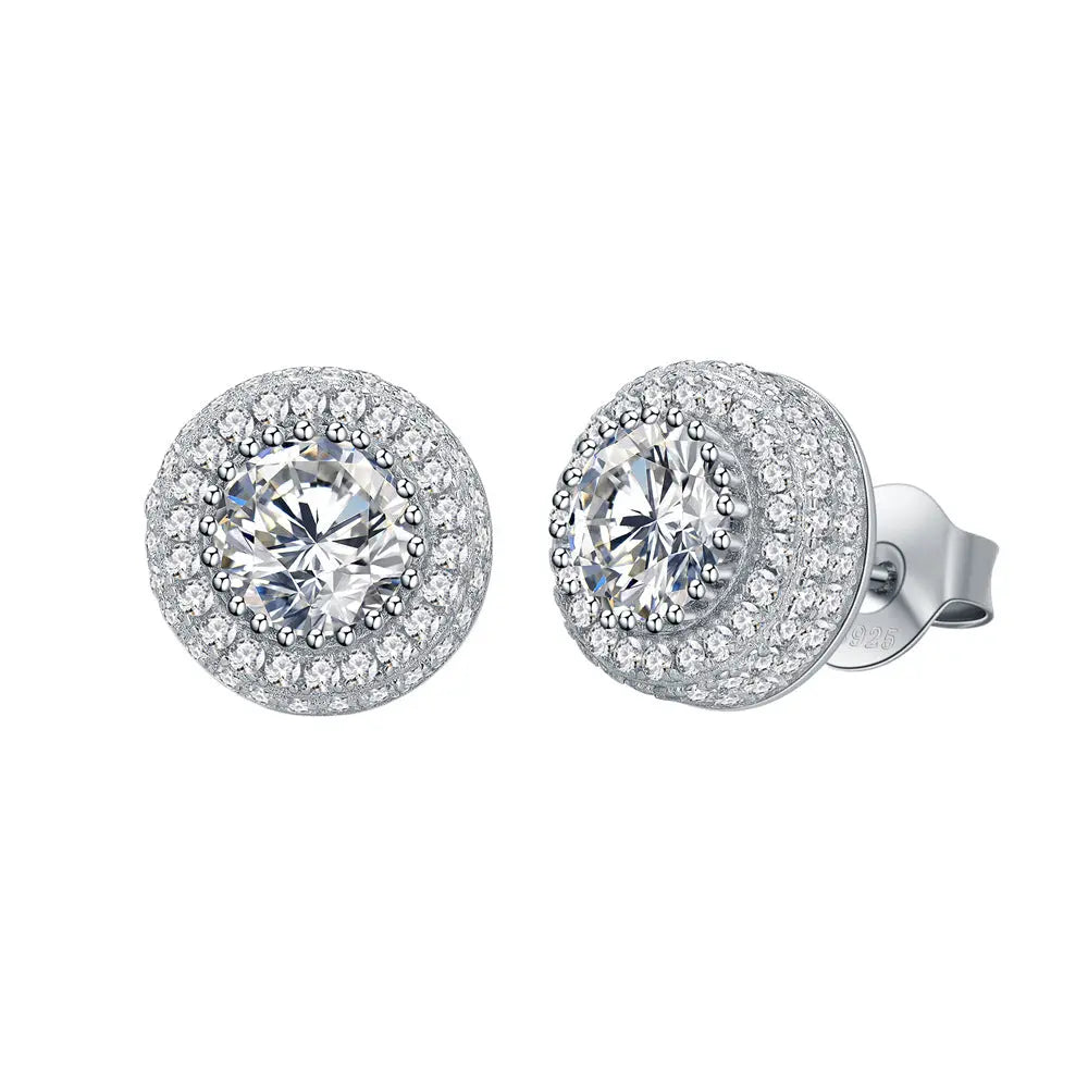 Pair Hip Hop Wedding Zircon Stud Earrings