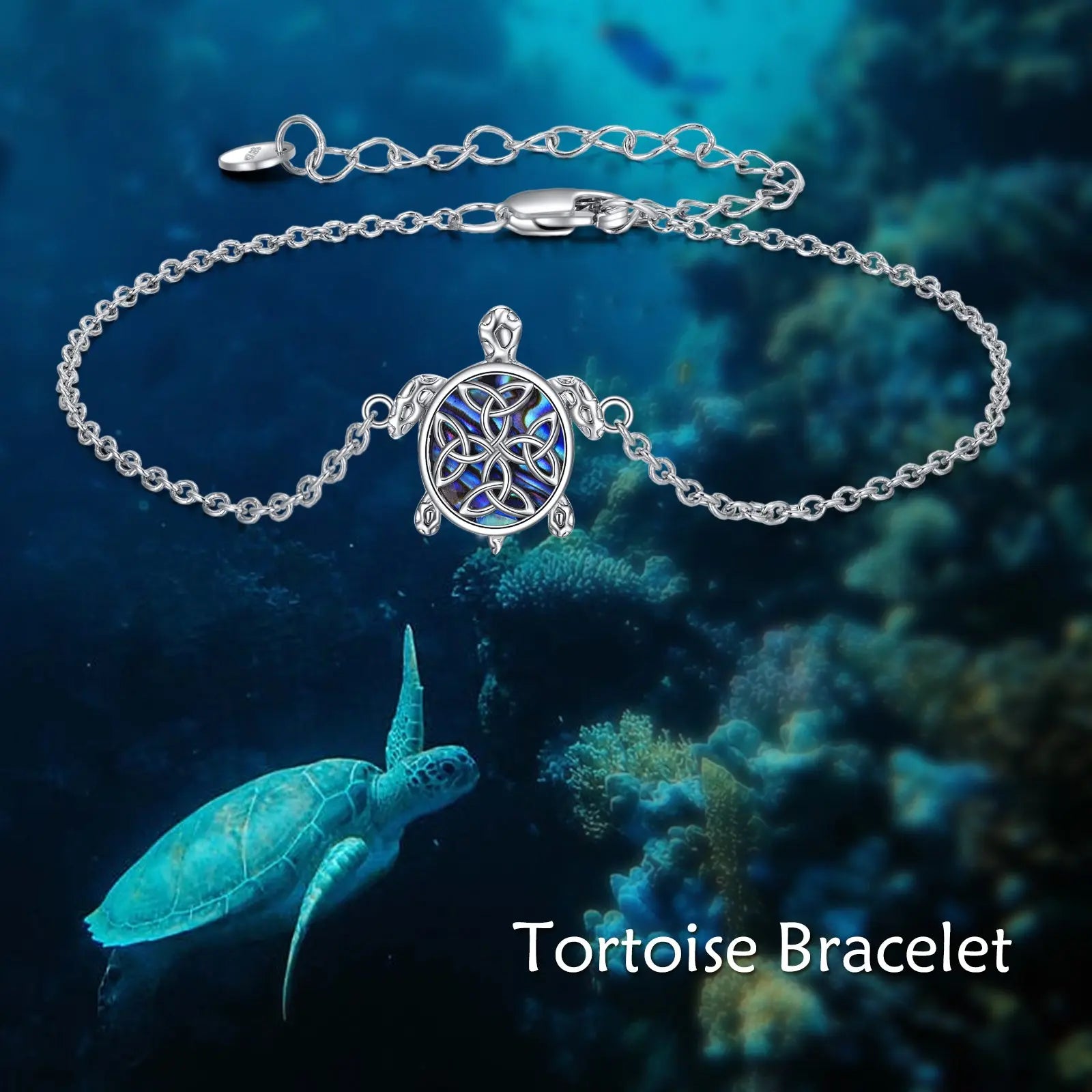 Sterling Silver Abalone Sea Turtle Adjustable Ankle Jewelry NP Collection
