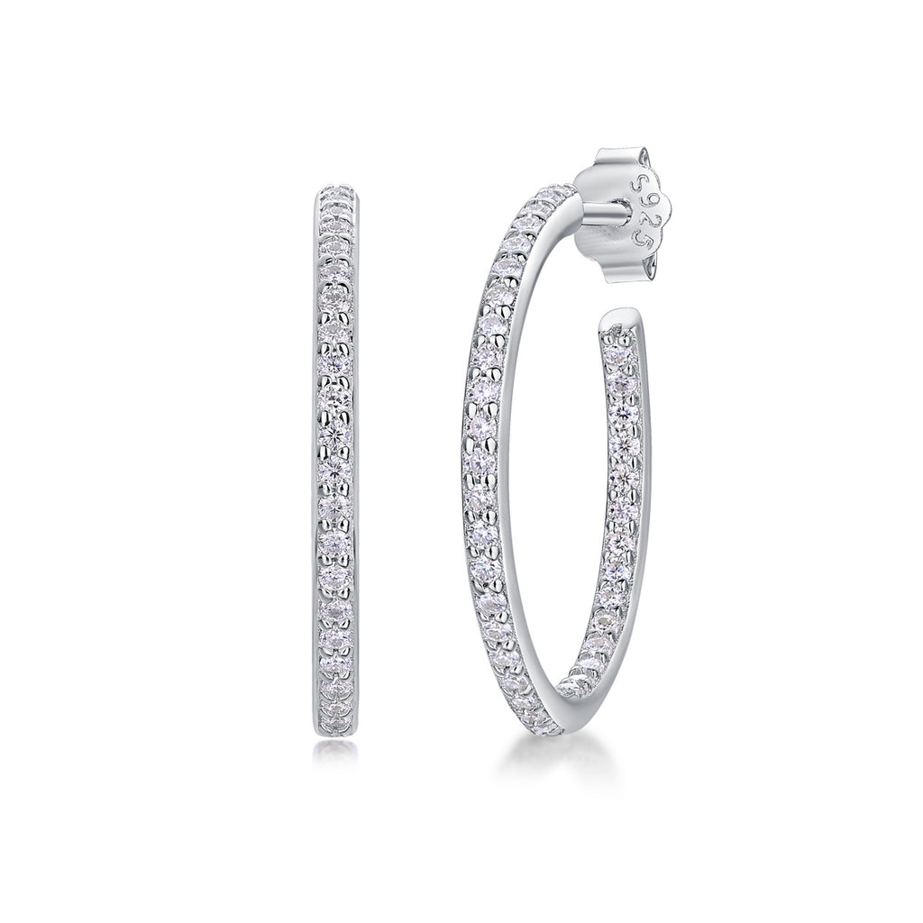 Ribbon - Square Moissanite S925 Sterling Silver Earrings With Platinum-plated Stud