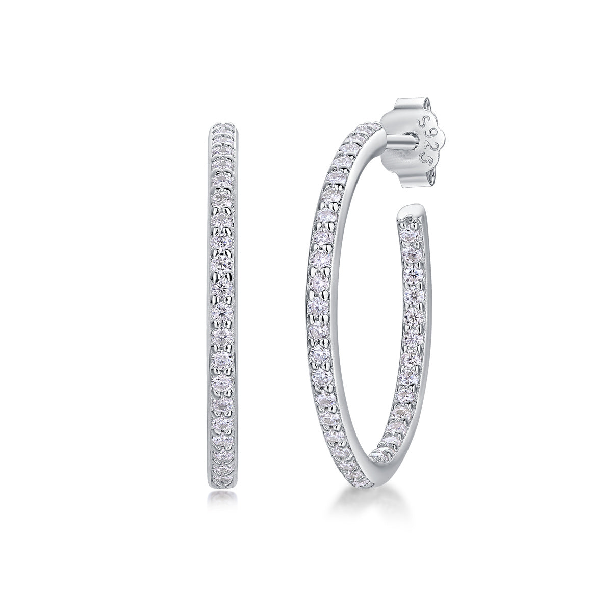 Ribbon - Square Moissanite S925 Sterling Silver Earrings With Platinum-plated Stud