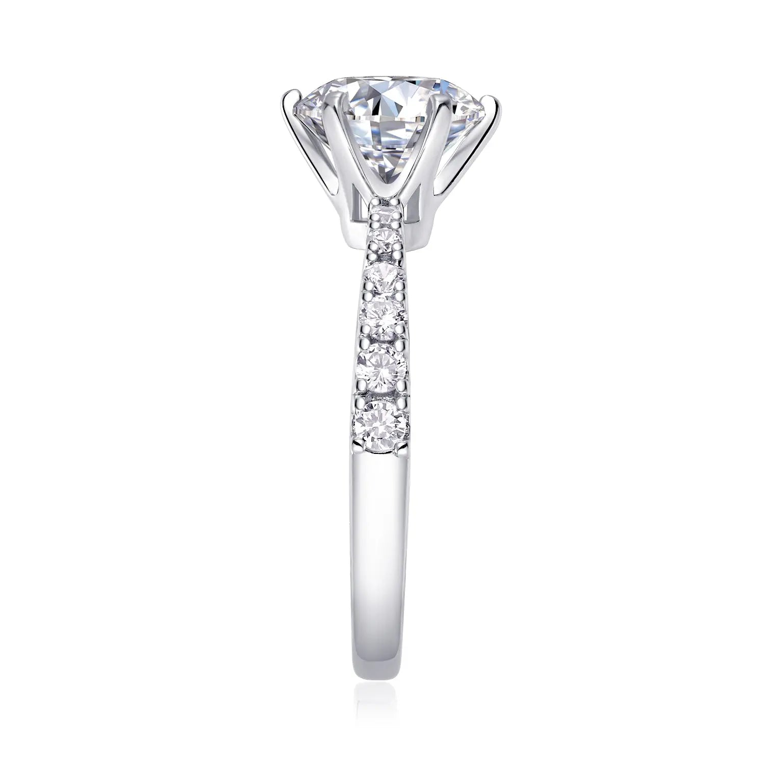 Large Diamond Moissanite Silver  Ring 