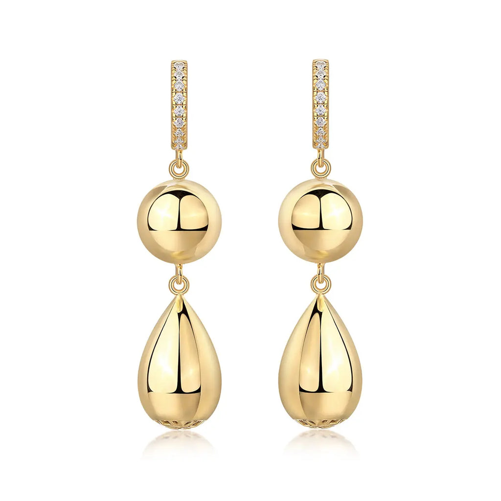 Gourd – Moissanite Luxury & Fashionable Silver Stud Earrings, S925 Gold Electroplated - N&P Colletion