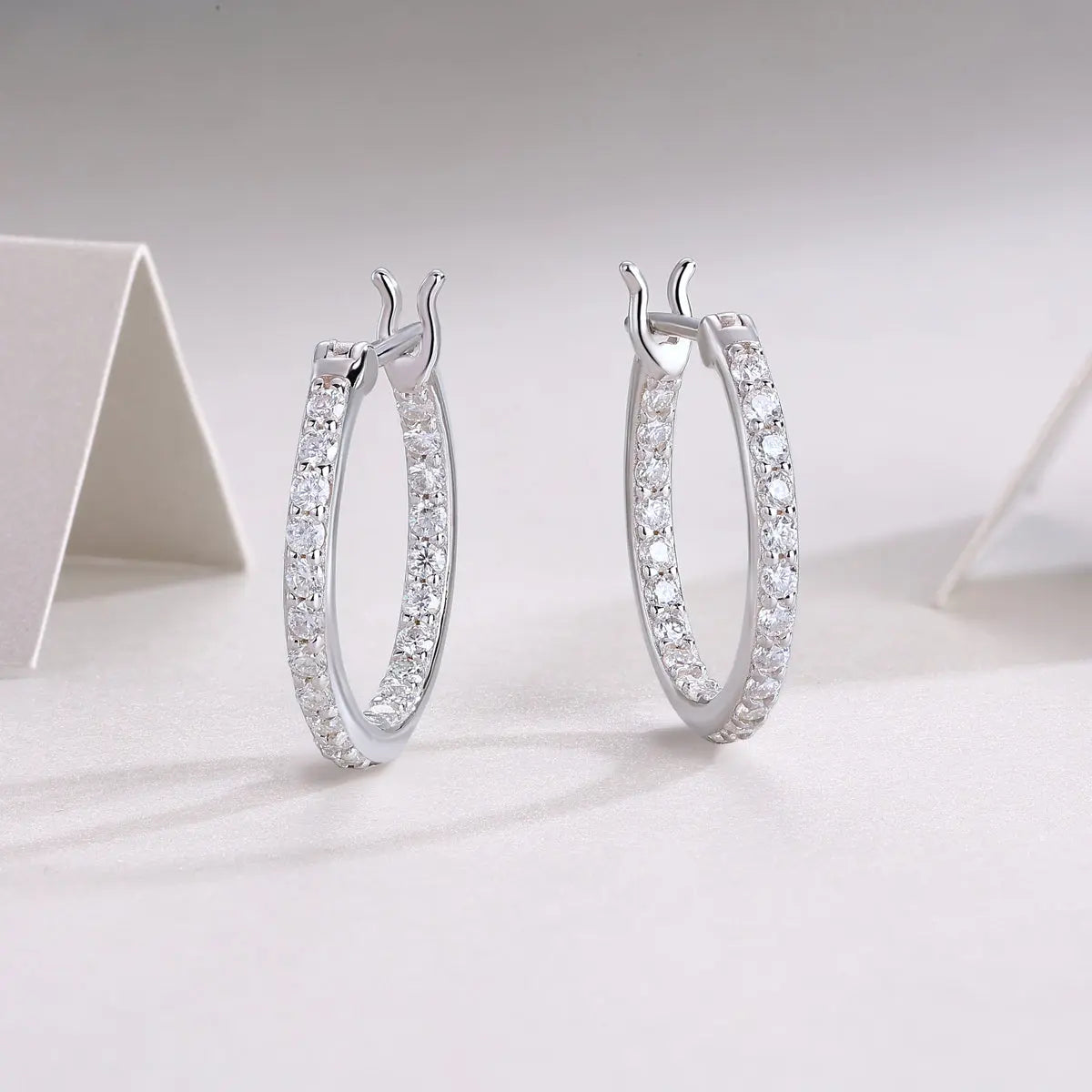 Streamer Diamond with Moissanite Silver Earrings 