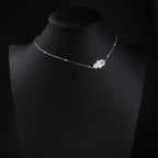 S925 Sterling Silver Jewelry Sideways Hamsa Hand Choker Necklace 14+4"