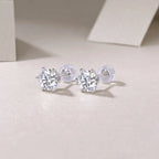 1Guardian Classic – Six-Claw Luxury Fashion Diamond Stud Earrings Inlaid with Moissanite, Silver Jewelry - N&P Colletion