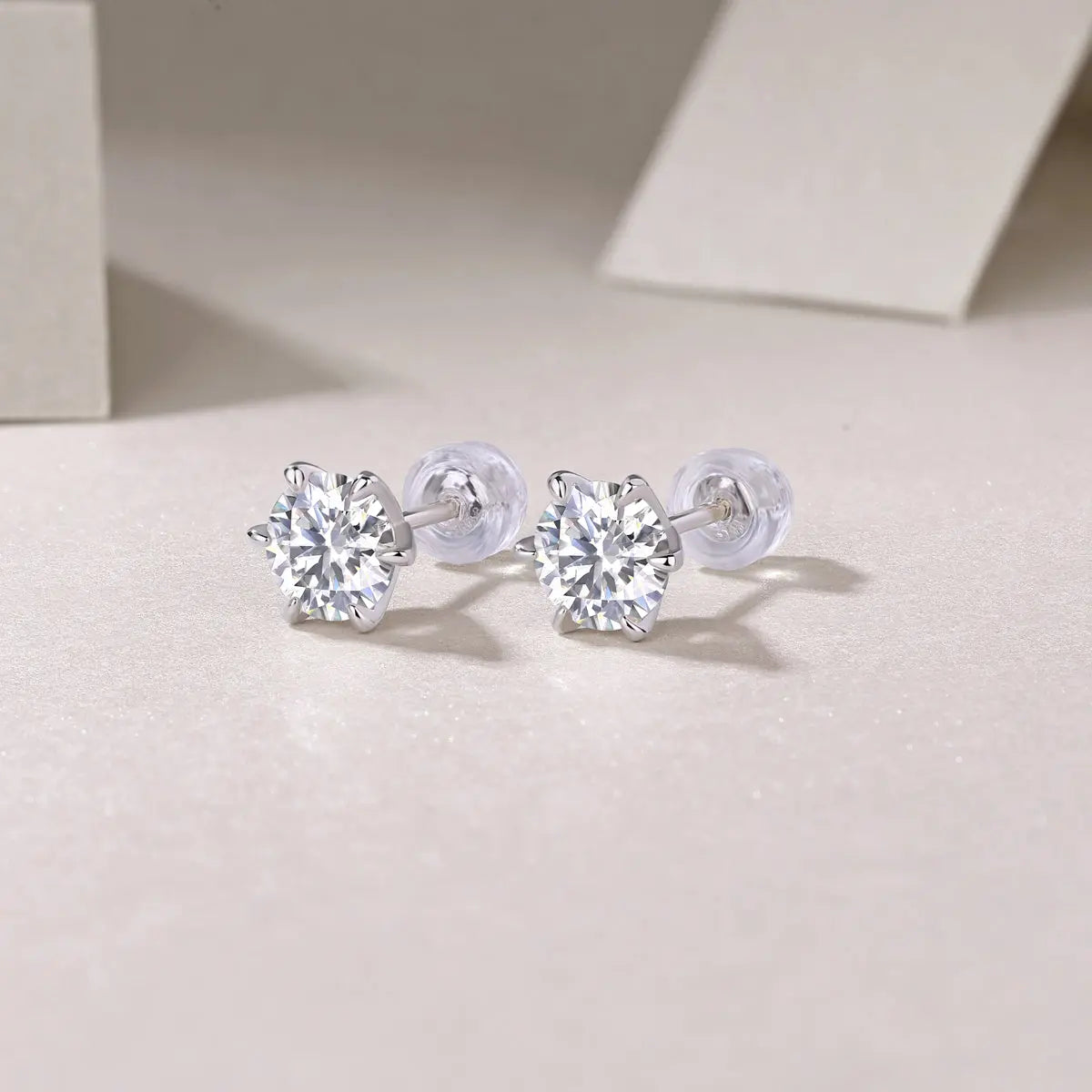 1Guardian Classic – Six-Claw Luxury Fashion Diamond Stud Earrings Inlaid with Moissanite, Silver Jewelry - N&P Colletion
