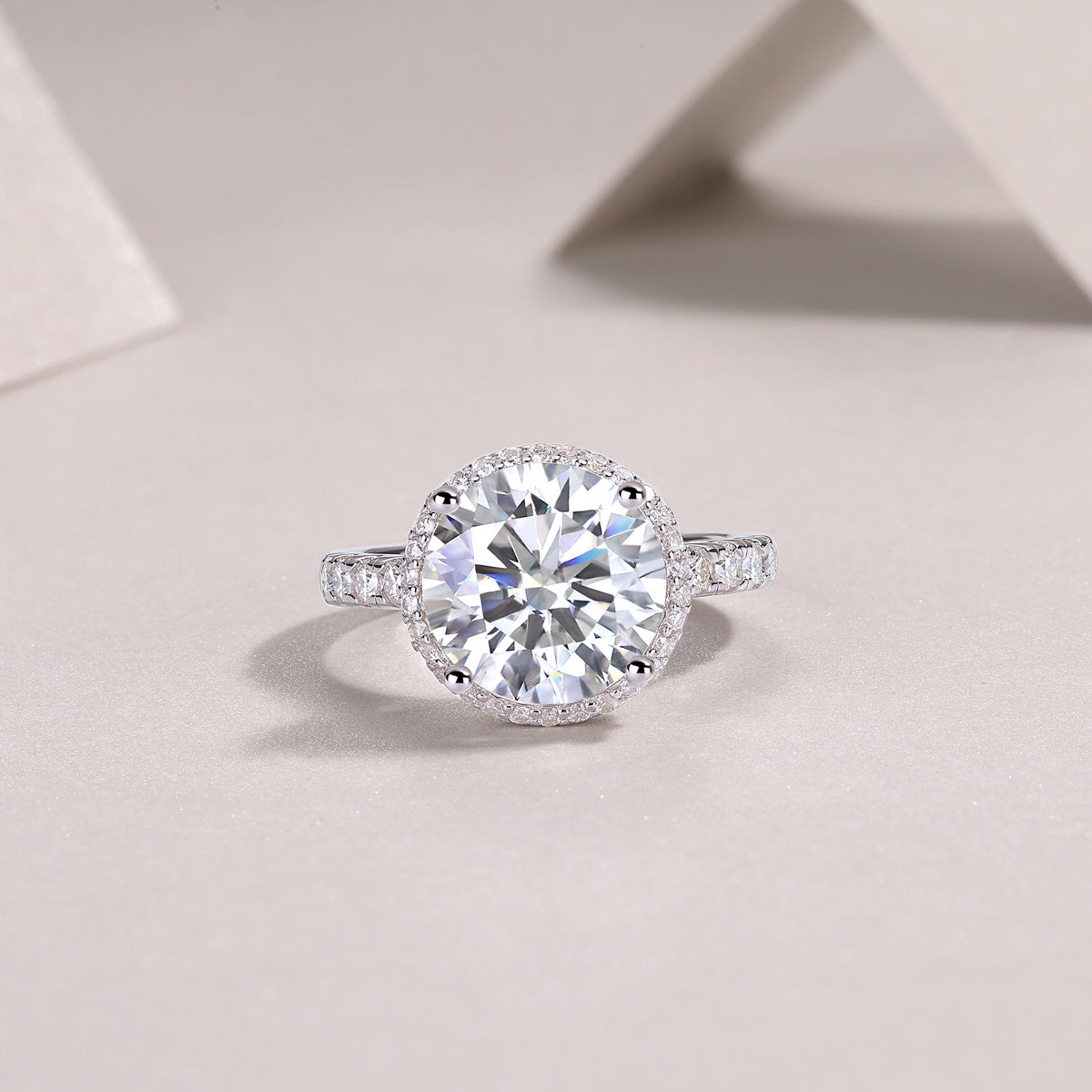 Starry Sky - 5-carat Moissan Diamond S925 Sterling Silver And Platinum-plated Diamond Ring