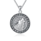 Viking Wolf Necklace Viking Jewelry Viking Runes Coin Wolf Pendant