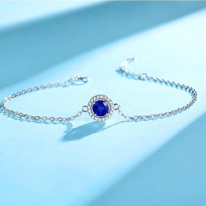 S925 Silver Inlaid Sapphire Bracelet