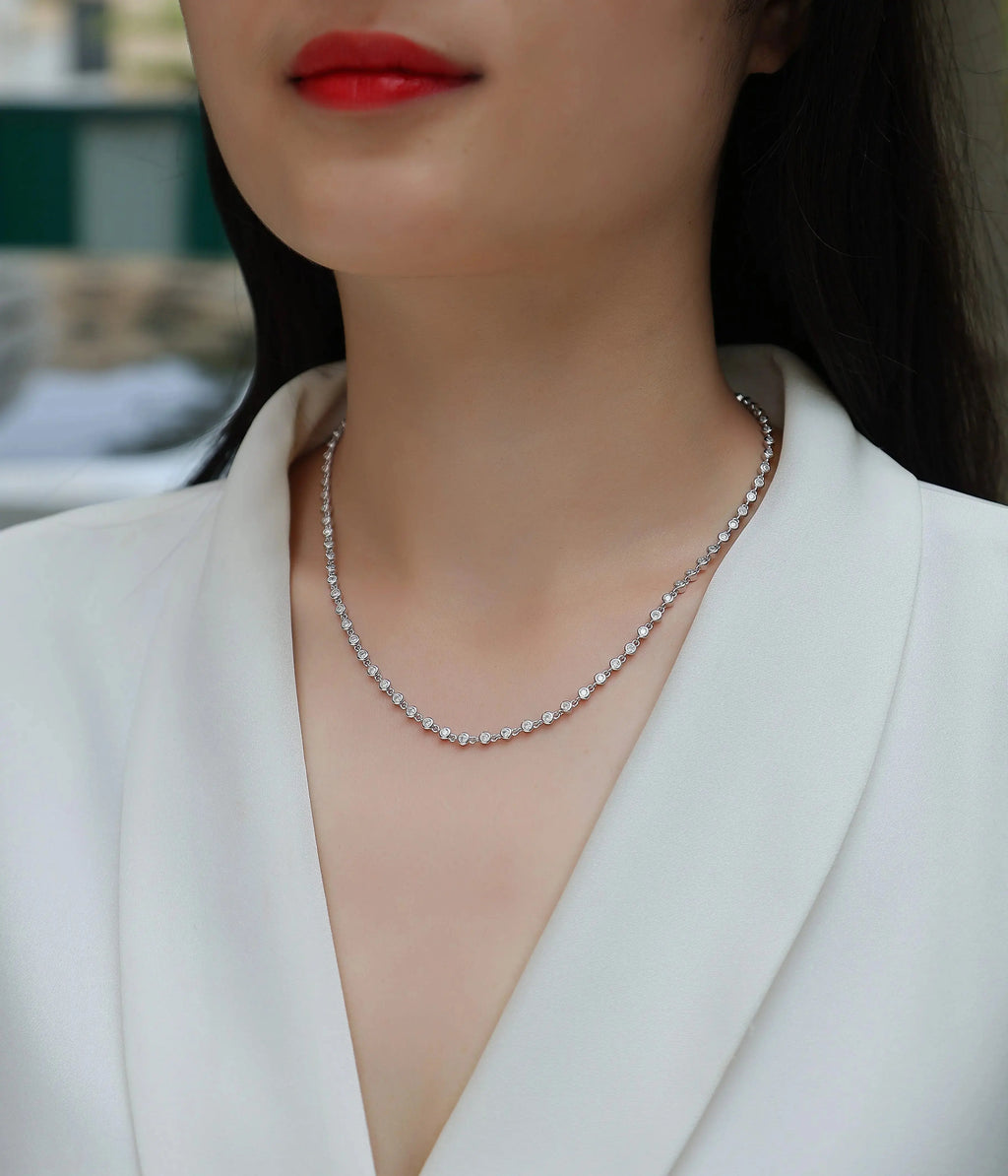 Ring Heart Whisper - A Fashionable And Light Luxury Jewelry Pendant Necklace Set With Top-quality Moissanite, S925 Silver Plated Platinum NP Collection
