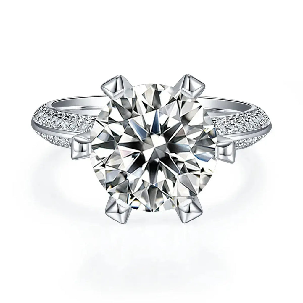 A 5-carat Luxury And Fashionable Light Luxury Jewelry Silver Ring With Top-quality Moissanite, S925 Silver Plated With Platinum NP Collection
