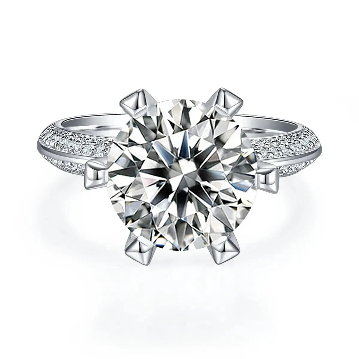 A 5-carat Luxury And Fashionable Light Luxury Jewelry Silver Ring With Top-quality Moissanite, S925 Silver Plated With Platinum NP Collection