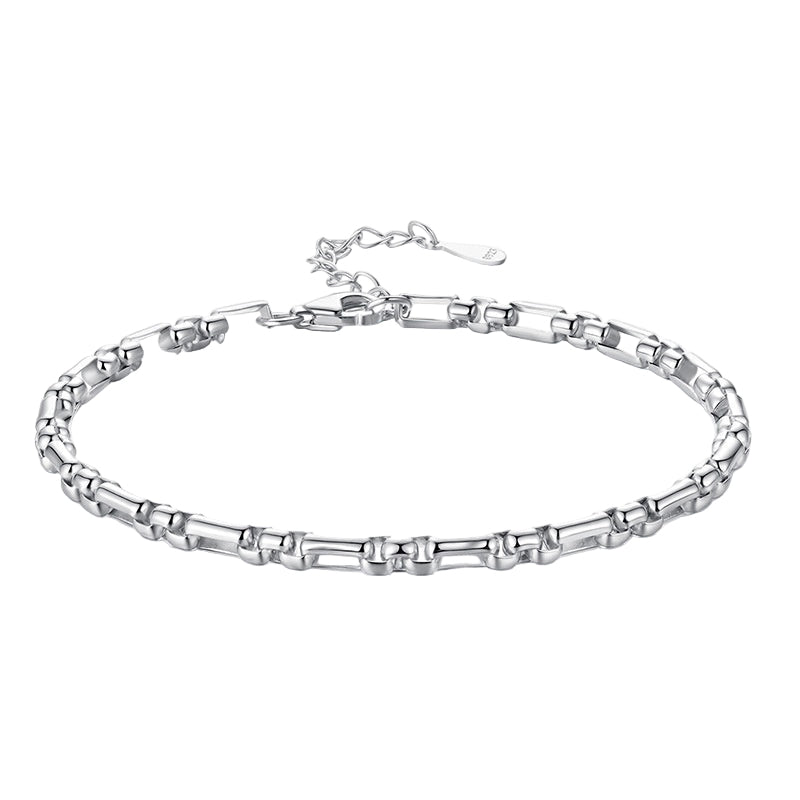 S925 Sterling Silver Minimalist Round Box Chain Bracelet