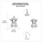 925 Sterling Silver Highland Cow Earrings