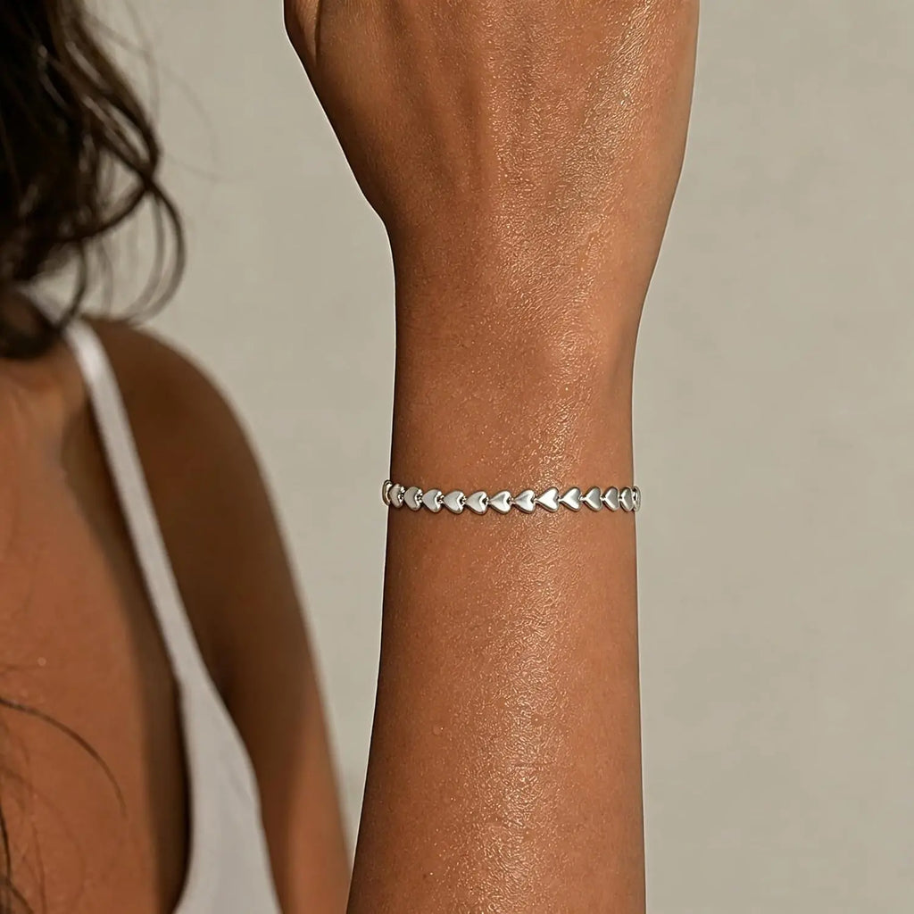 Sterling Silver Hypoallergenic Heart Bracelet Dainty 925 Silver Bracelet
