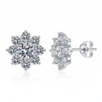 1CT Moissanite Snowflake Sunflower Earrings 925 Silver
