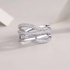 1Brilliant Interweaving Moissanite S925 Sterling Silver and Platinum-Plated Diamond Ring