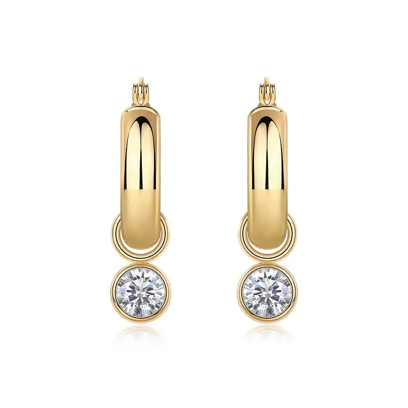 Round Shadow – Luxurious Light Luxury Moissanite S925 Gold-Plated Silver Stud Earrings  NP Collection