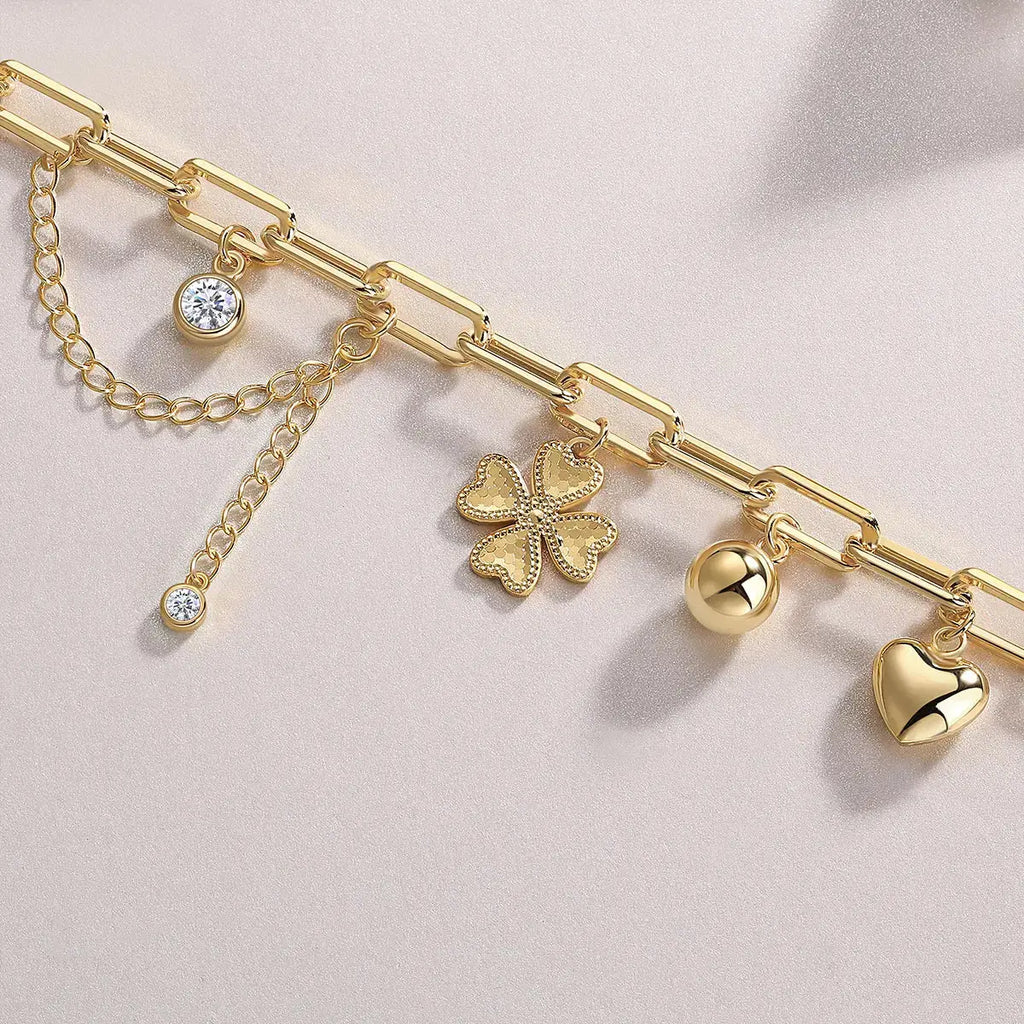 0.5-carat Luxury And Fashionable Light Luxury Trend Jewelry Silver Bracelet Set With Top-quality Moissanite, S925 Silver Electroplated With Gold NP Collection