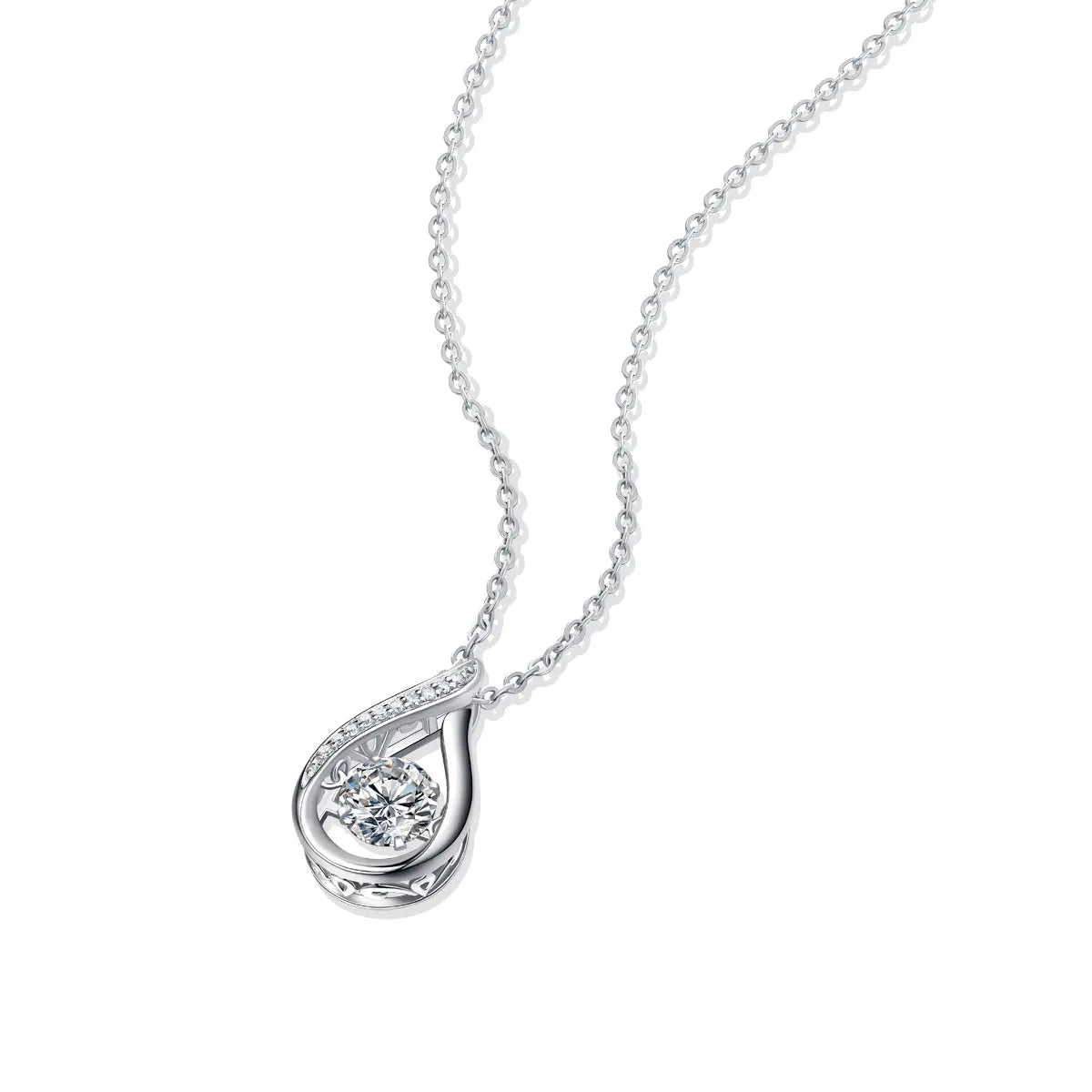 1Dynamic  Necklace Pendant with 1-Carat Moissanite S925 Sterling Silver and Platinum Plating 