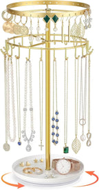 Necklace Holder 360° Rotating 3-Tier Jewelry Stand Display