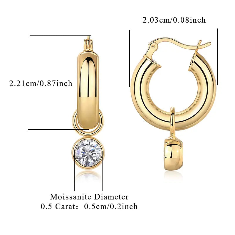 Round Shadow – Luxurious Light Luxury Moissanite S925 Gold-Plated Silver Stud Earrings  NP Collection
