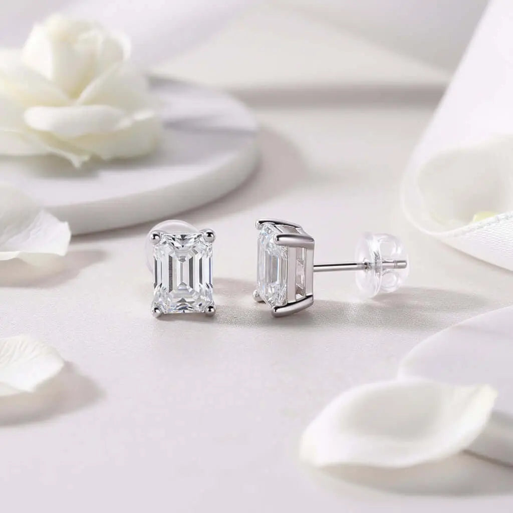 Moissanite Diamond Stud Earrings Studs with Moissanite Diamond Silver