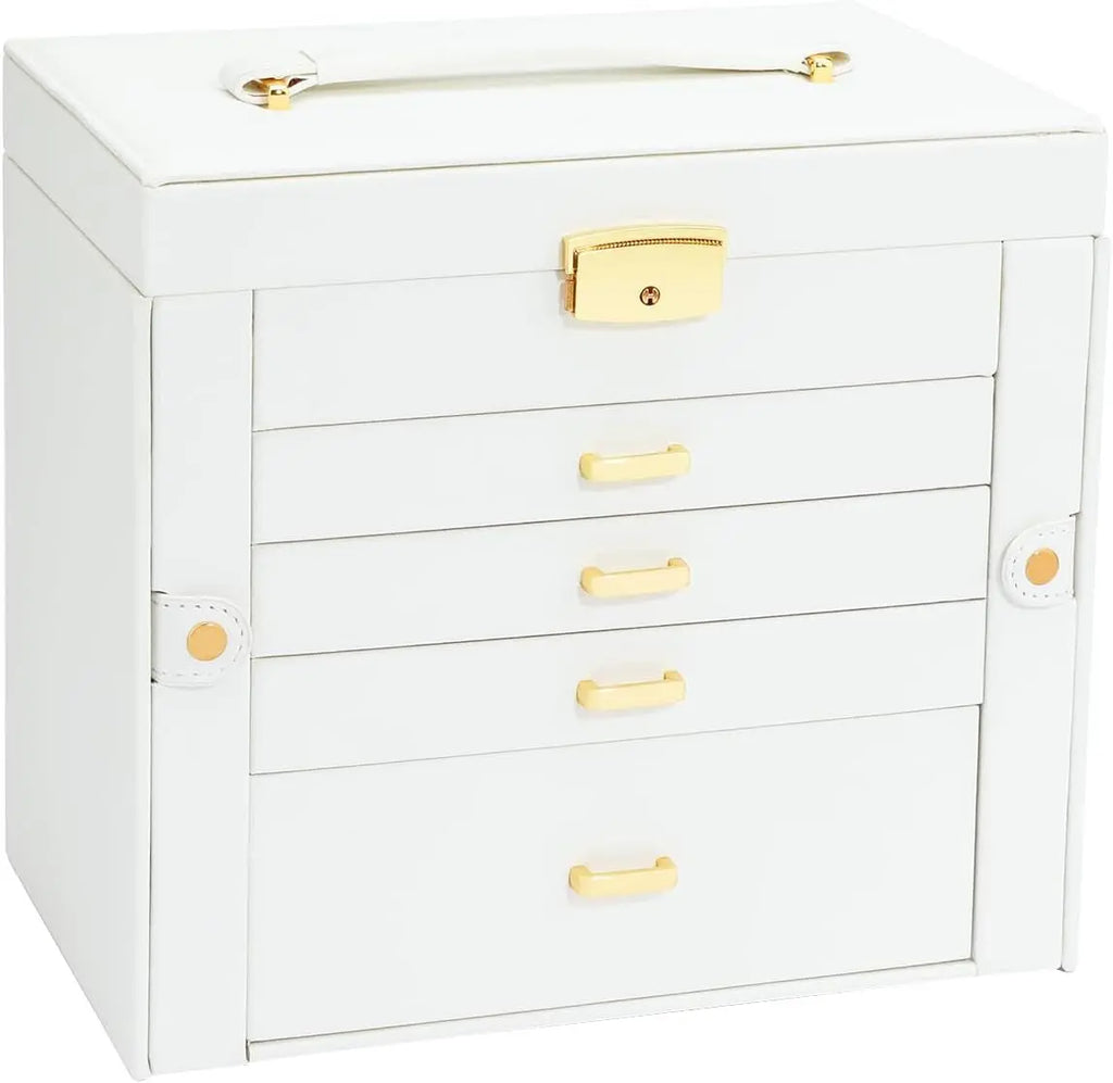 Large Jewelry Boxe 5 Layers 4 Drawers Jewelry Box with Handle 