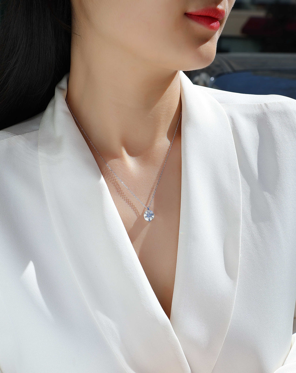 1Time Lasts Diamond Jewelry Pendant Set with 2-Carat, 3-Carat and 5-Carat Moissan Diamonds, S925 Sterling Silver and Platinum Plating 