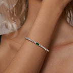S925 Sterling Silver Classic Elegant Emerald Bracelet