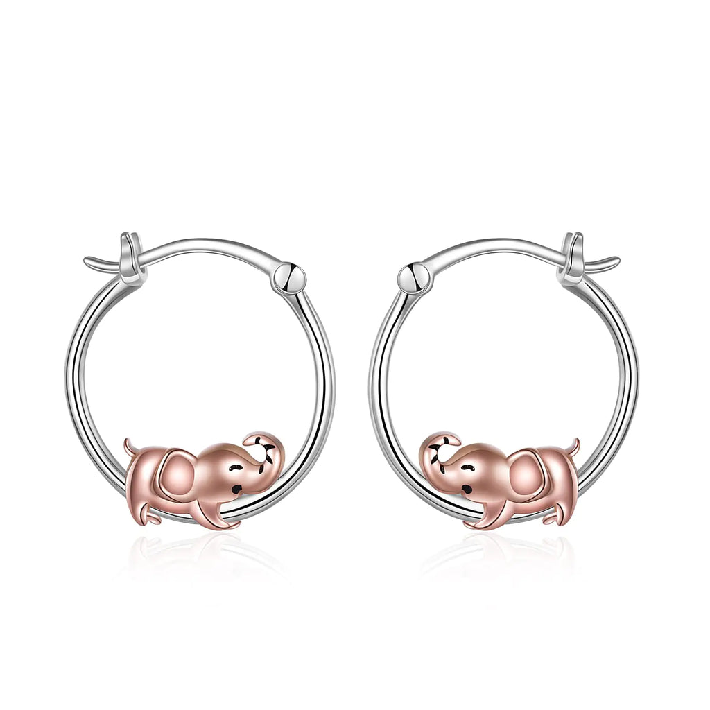Elephant Earrings Sterling Silver Hoop Elephant Earrings Elephant Jewelry Gifts for Women Daughter