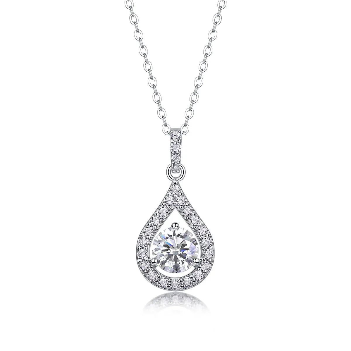 1Heart Charm Diamond Jewelry Piece Set with 1-Carat Moissan Diamond S925 Sterling Silver and Platinum-Plated Pendant