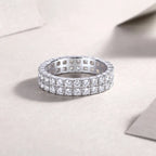 Multi-Row Diamond Moissanite Silver Ring 