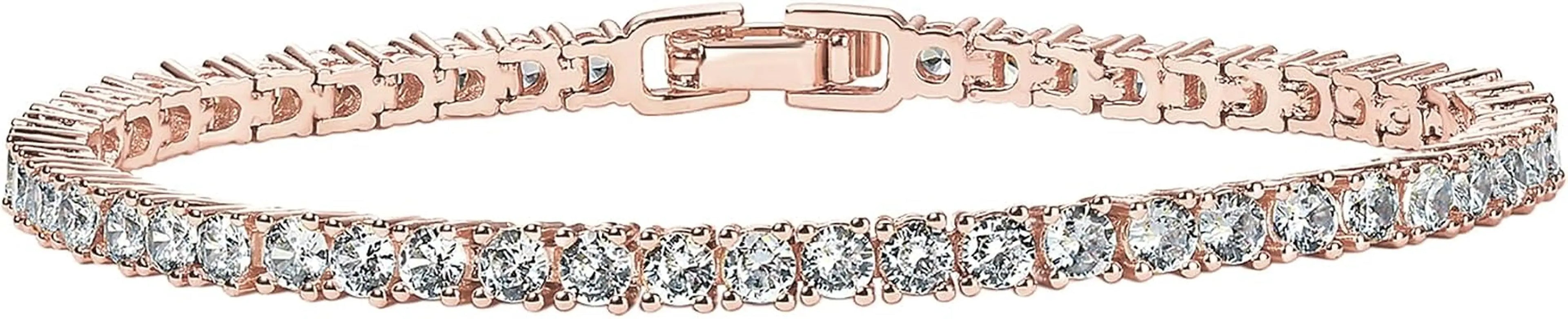 14K Gold Plated 3Mm Cubic Zirconia Classic Tennis Bracelet 