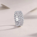A Luxurious And Fashionable Light Luxury Jewelry Silver Ring Set With Top-quality Moissanite, S925 Silver Plated With Platinum NP Collection