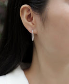 Ribbon - Square Moissanite S925 Sterling Silver Earrings With Platinum-plated Stud