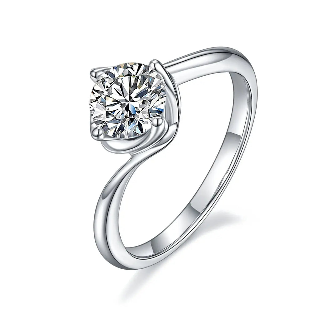 1-Carat Luxury Moissanite S925 Platinum-Plated Silver Ring – Light Luxury Jewelry NP Collection