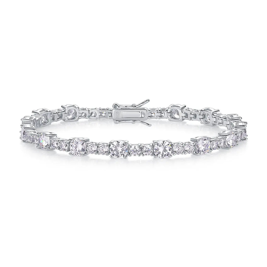 Set With Top-quality Moissanite, This Luxurious And Fashionable Light Luxury Trend Jewelry Silver Bracelet Is Made Of S925 Silver Electroplated With Platinum NP Collection