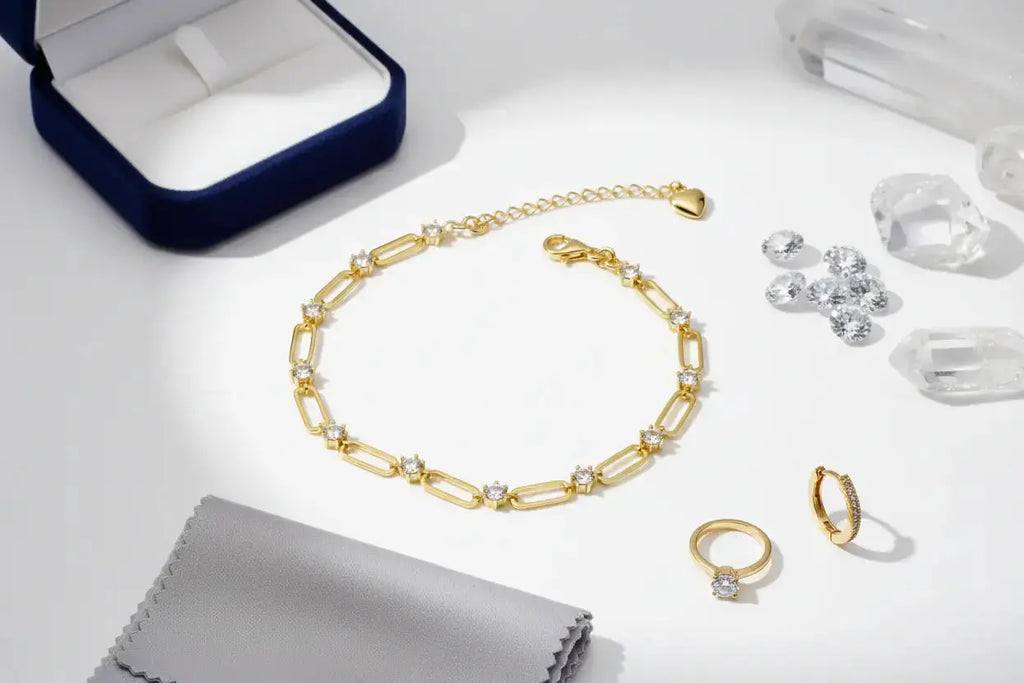 18K Gold Plated Moissanite Tennis Bracelet 925 Silver 