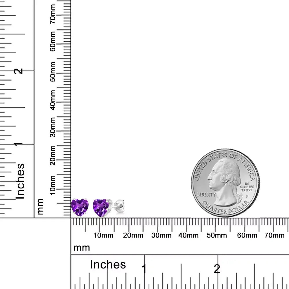 925 Sterling Silver Purple Amethyst Stud Earrings