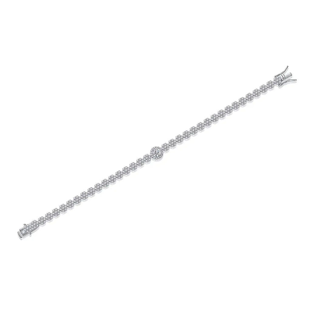 Moissanite, This Luxurious And Fashionable Light Luxury Trend Jewelry Silver Bracelet Is Made Of S925 Silver Electroplated With Platinum NP Collection