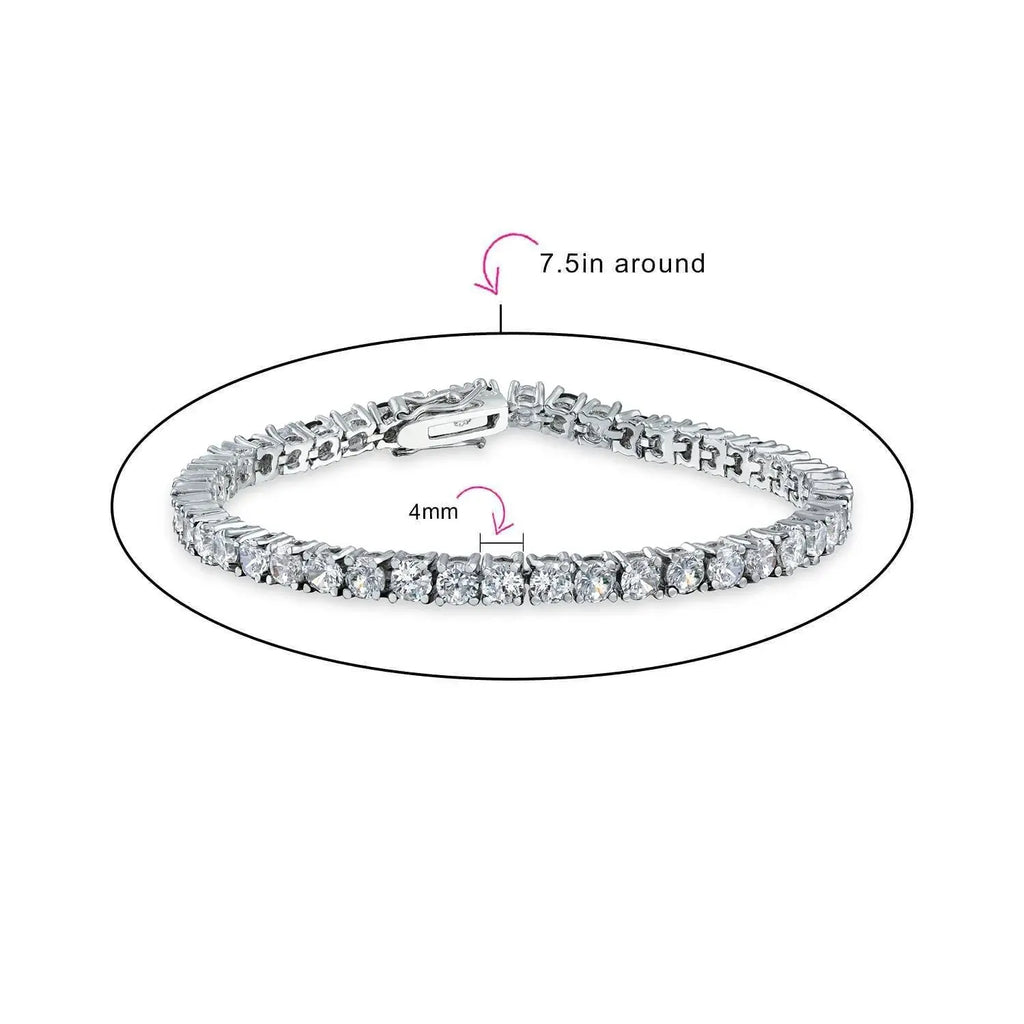 Clear White 12 CTW round Solitaire Cubic Zirconia CZ Tennis Bracelet 