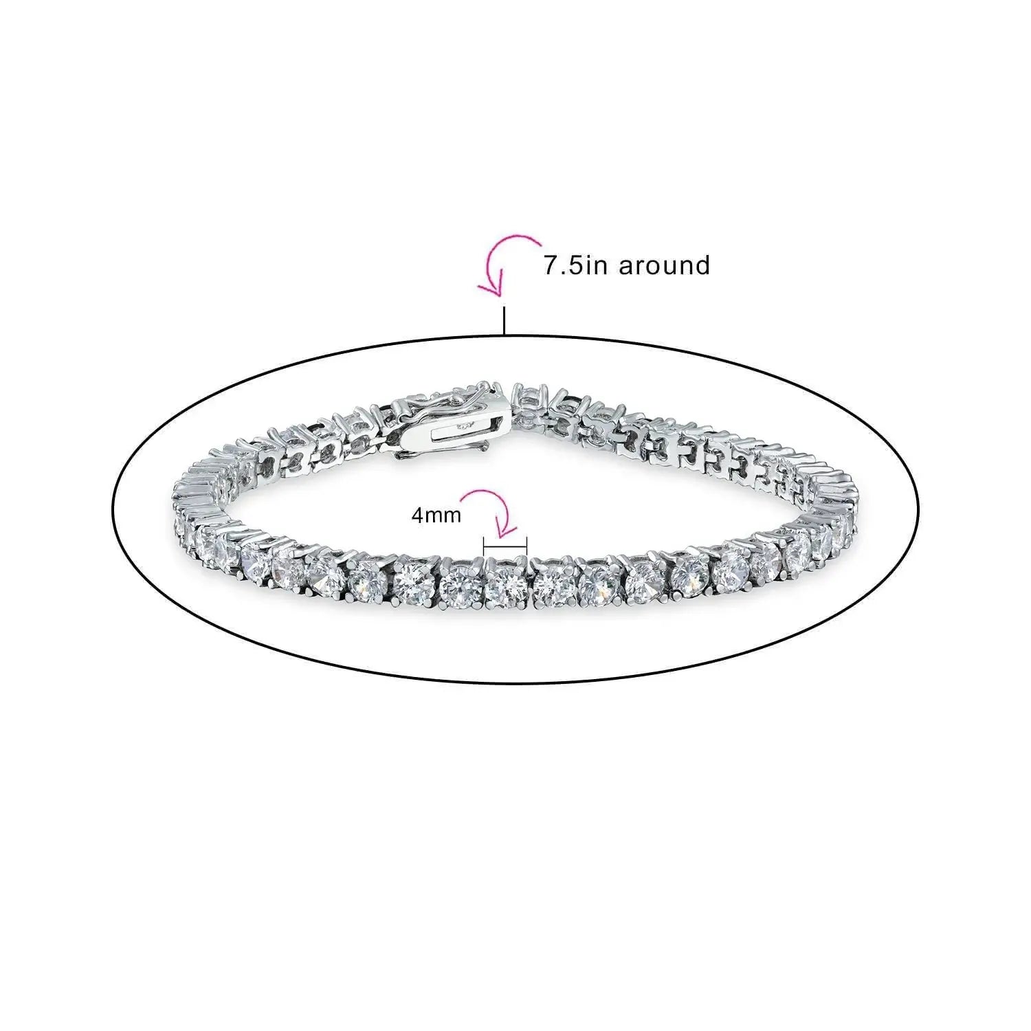 Clear White 12 CTW round Solitaire Cubic Zirconia CZ Tennis Bracelet 