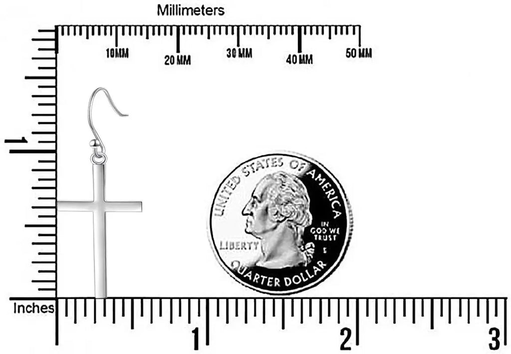 S925 Sterling Silver Jewelry Classic Religious Cross Dangle Earrings