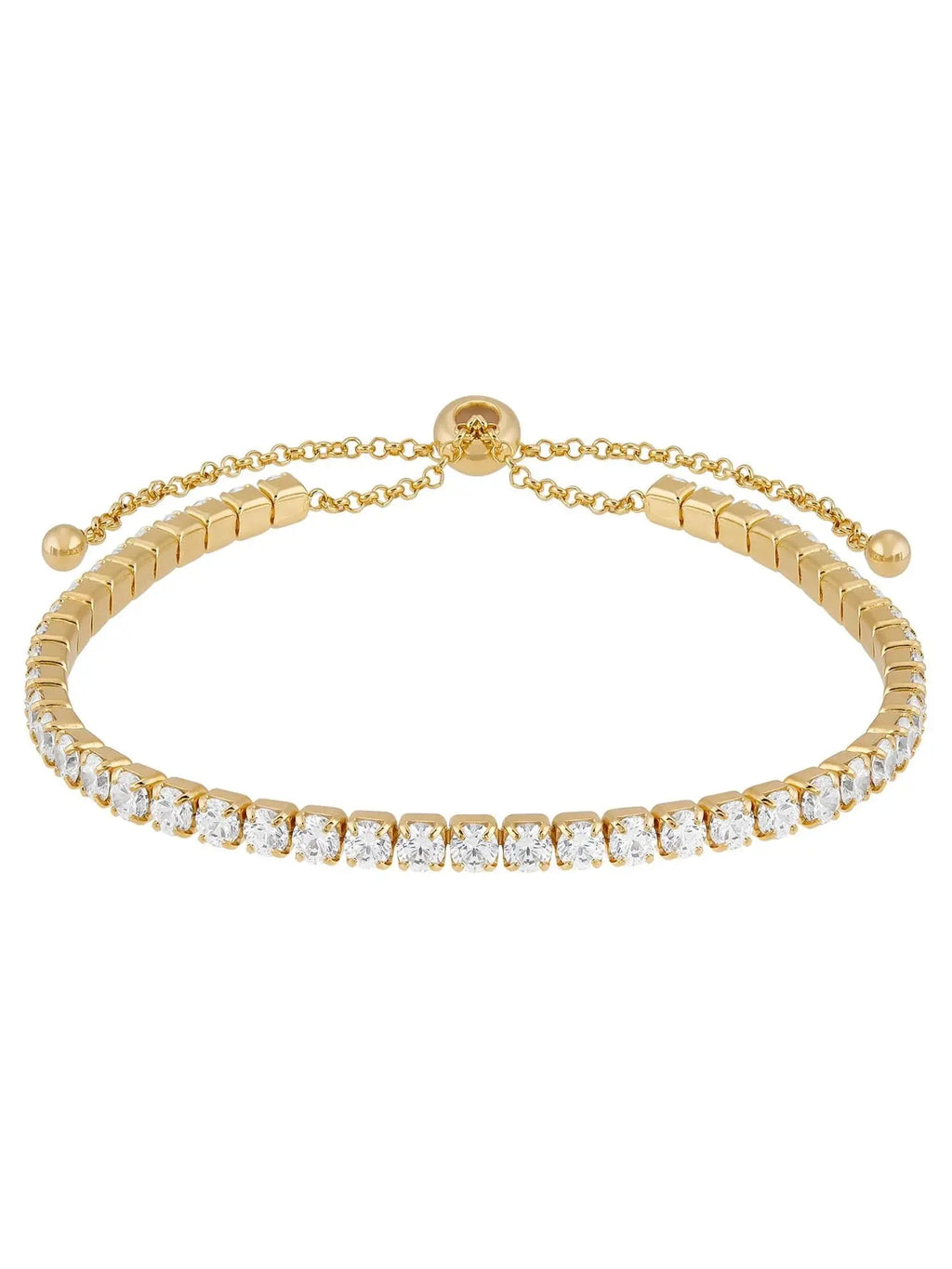 Cubic Zirconia Bracelet Sterling Silver 14K Yellow Gold-Plated