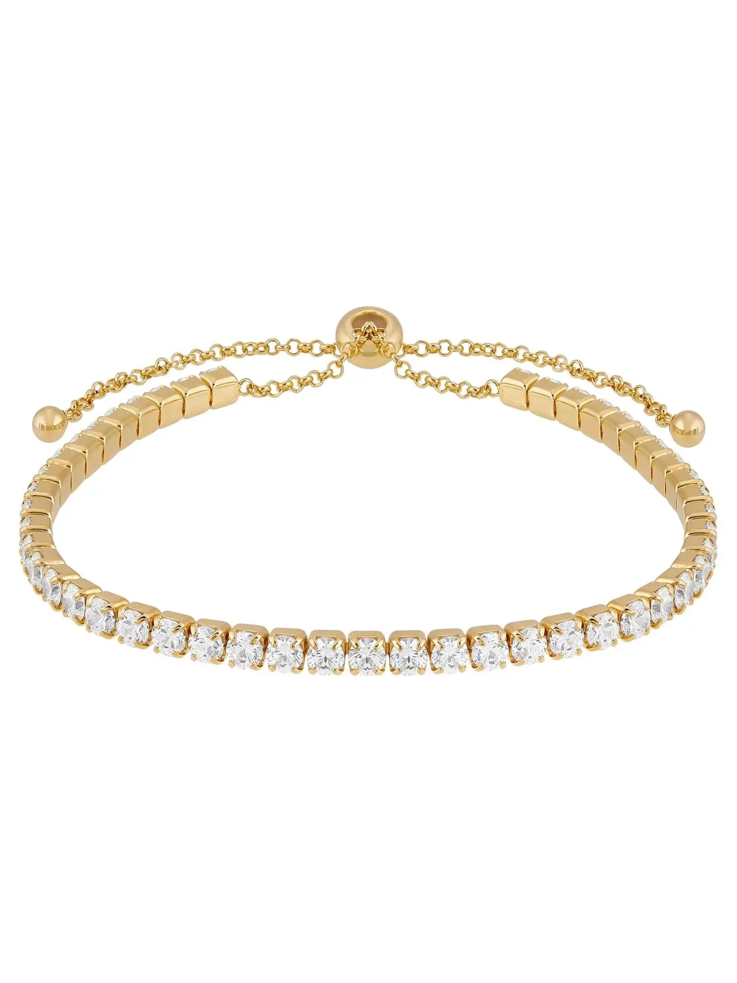Cubic Zirconia Bracelet Sterling Silver 14K Yellow Gold-Plated